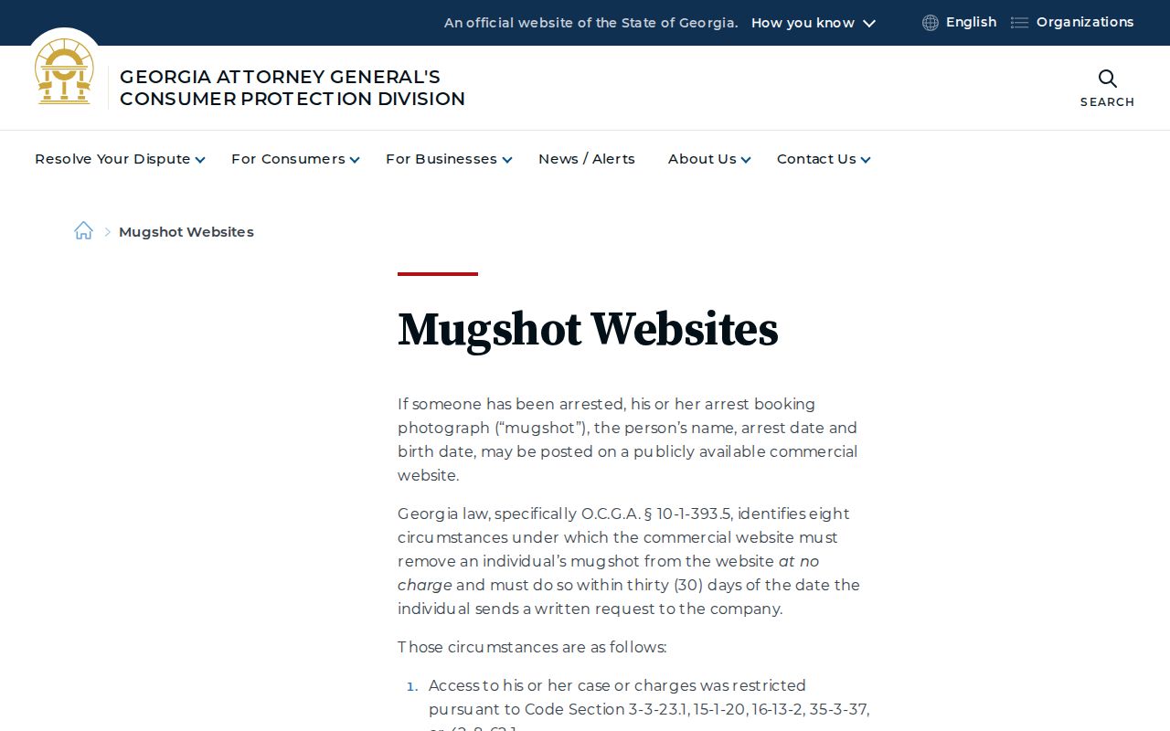 Georgia Attorney General removal guidance for Toombs released inmate mugshots