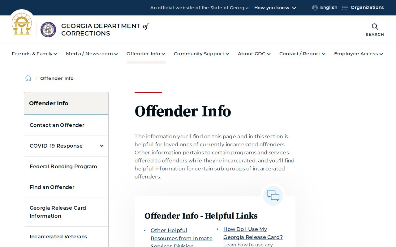 Toombs County release date lookup through Georgia GDC offender information